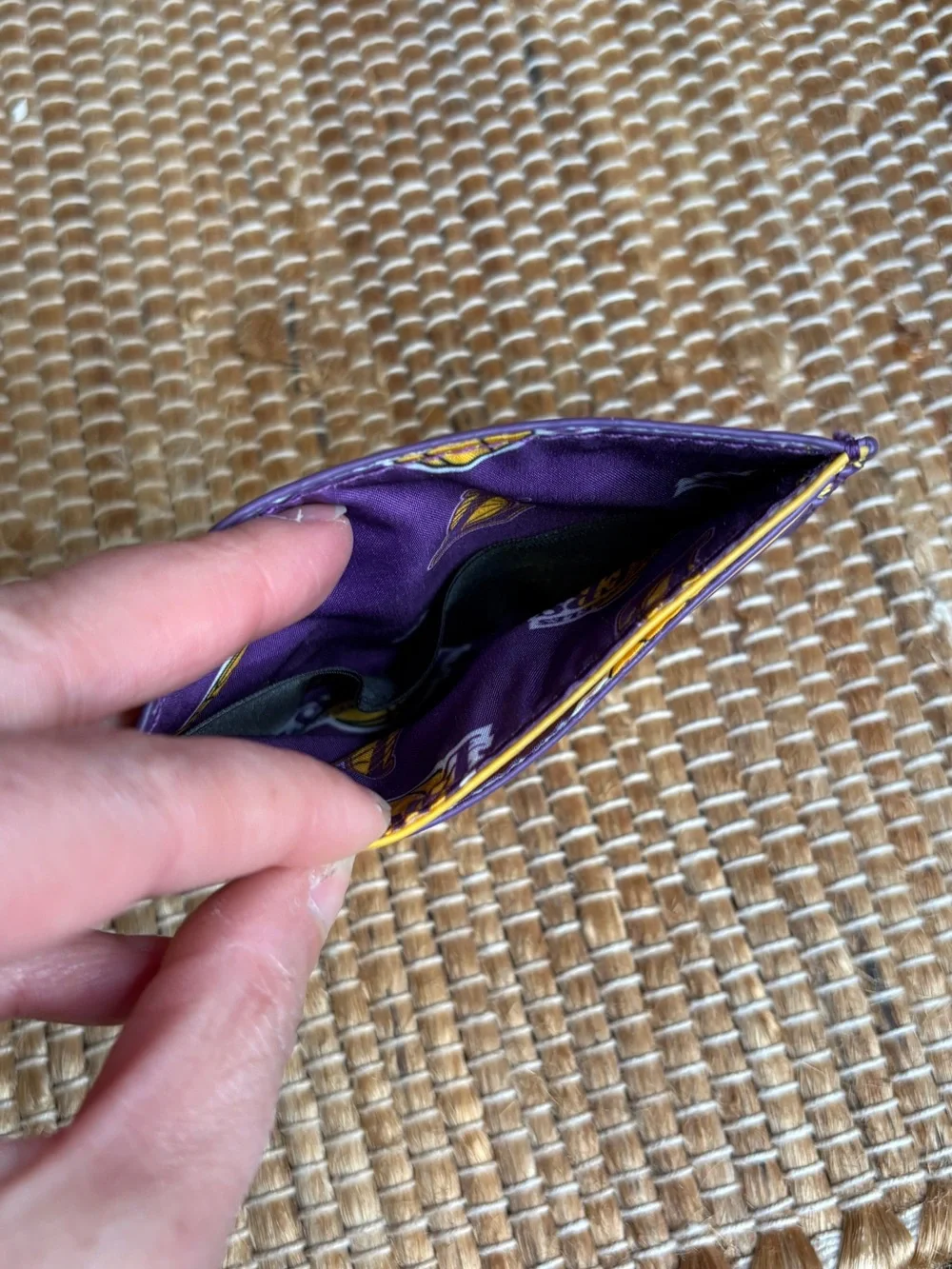 Loungefly NBA Los Angeles Lakers Card Holder Wallet Vegan Leather Purple Gold